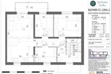 Rzut - Mieszkanie na sprzedaż 3 pokoje o powierzchni 57,66 m² - numer G1.2 w Spokojna Wólka etap V