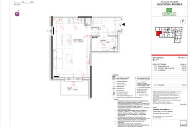 Rzut - Mieszkanie na sprzedaż 1 pokój o powierzchni 37,09 m² - numer B.17 w Karolewska 60