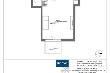 Rzut - Mieszkanie na sprzedaż 1 pokój o powierzchni 33,06 m² - numer RM/1B/J/3/1 w Rytm Mokotowa - etap 1B