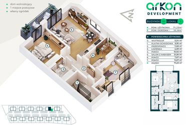 Rzut - Mieszkanie na sprzedaż 4 pokoje o powierzchni 67,08 m² - numer 10/2 w Nova Jurajska