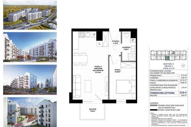 Rzut - Mieszkanie na sprzedaż 2 pokoje o powierzchni 43,28 m² - numer A.4.57 w Skandinavia