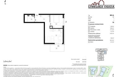 Rzut - Mieszkanie na sprzedaż 2 pokoje o powierzchni 42,15 m² - numer B5.18 w Lubelska Osada budynek B5