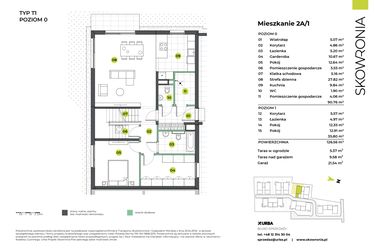 Rzut - Mieszkanie na sprzedaż 4 pokoje o powierzchni 126,56 m² - numer 2AL/1 w Skowronia
