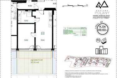 Rzut - Mieszkanie na sprzedaż 2 pokoje o powierzchni 49,6 m² - numer K.04 w Enklawa Polany etap II