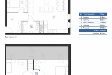 Rzut - Mieszkanie na sprzedaż 3 pokoje o powierzchni 92,43 m² - numer 7D11 w Osiedle Krzeptów VII
