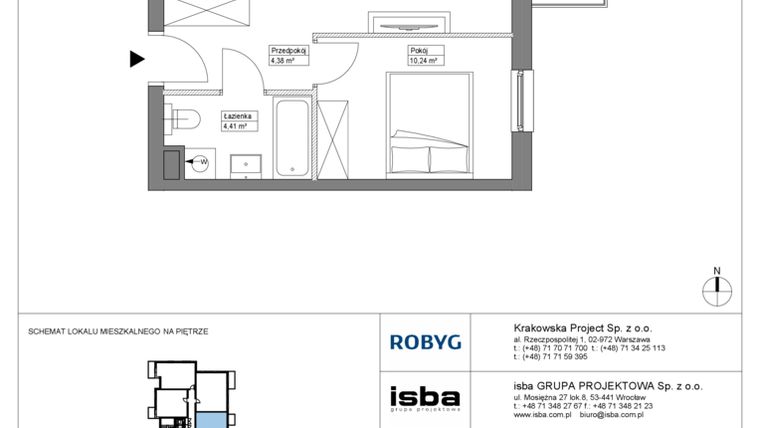 Rzut - Mieszkanie na sprzedaż 2 pokoje o powierzchni 40,02 m² - numer KR8/D/1/4 w Apartamenty Krakowska etap VIII
