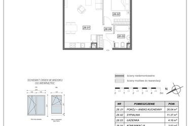 Rzut - Mieszkanie na sprzedaż 2 pokoje o powierzchni 45,5 m² - numer 9.A.28 w Nowe Południe bud. 9