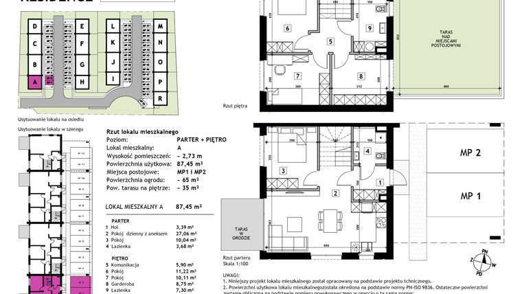 Rzut - Mieszkanie na sprzedaż 5 pokoi o powierzchni 87,45 m² - numer A w Złotno Residence