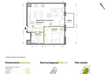 Rzut - Mieszkanie na sprzedaż 2 pokoje o powierzchni 49,23 m² - numer AA0402 w Ptasia Vita