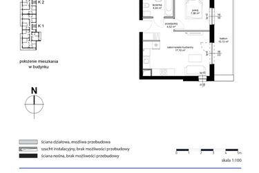 Rzut - Mieszkanie na sprzedaż 2 pokoje o powierzchni 33,64 m² - numer M50 w Kwarcowe Wzgórze