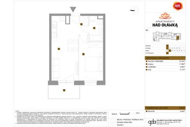 Rzut - Mieszkanie na sprzedaż 2 pokoje o powierzchni 38,83 m² - numer 5 w Apartamenty nad Oławką etap II
