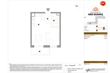 Rzut - Mieszkanie na sprzedaż 1 pokój o powierzchni 30,98 m² - numer 153 w Apartamenty nad Oławką etap II