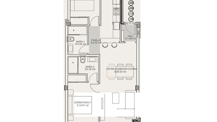 Rzut - Mieszkanie na sprzedaż 3 pokoje o powierzchni 102,9 m² - numer 0-1.03 w Apartamenty w Torrevieja - 51618202