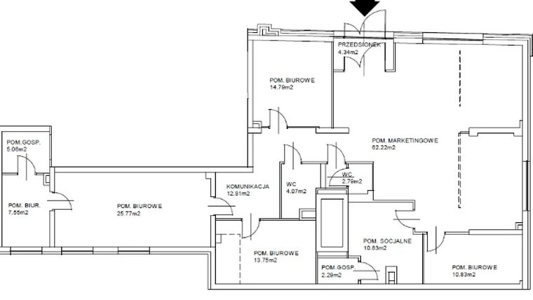 Rzut - Lokal użytkowy na sprzedaż 1 pokój o powierzchni 184,73 m² - numer U4 w Grzegórzecka 77
