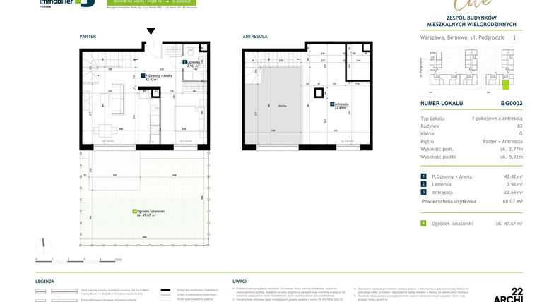 Rzut - Mieszkanie na sprzedaż 1 pokój o powierzchni 68,07 m² - numer BG0003 w Viva Cité