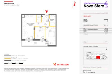 Rzut - Mieszkanie na sprzedaż 3 pokoje o powierzchni 58,16 m² - numer 3 w Miasteczko Nova Sfera 4