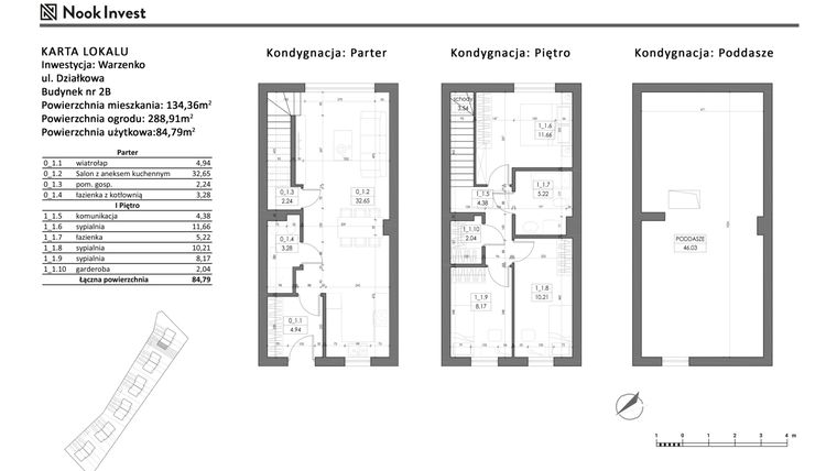 Rzut - Dom na sprzedaż 5 pokoi o powierzchni 84,79 m² - numer 2B w Domy nad jeziorem w Warzenku