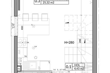 Rzut - Dom na sprzedaż 3 pokoje o powierzchni 72,53 m² - numer 1 w Slow Wilanów