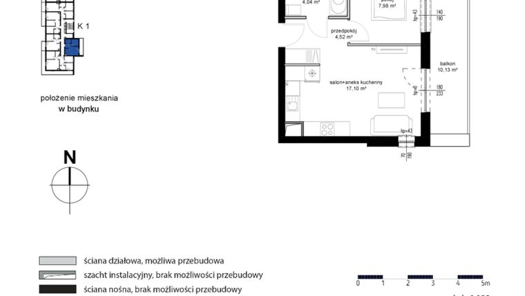 Rzut - Mieszkanie na sprzedaż 2 pokoje o powierzchni 33,64 m² - numer 21 w Kwarcowe Wzgórze - bud. 2