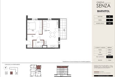 Rzut - Mieszkanie na sprzedaż 2 pokoje o powierzchni 46,27 m² - numer D.M25 w Osiedle Senza