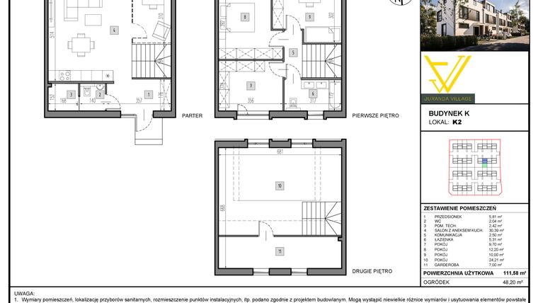 Rzut - Mieszkanie na sprzedaż 5 pokoi o powierzchni 111,58 m² - numer K2 w Juranda Village etap II