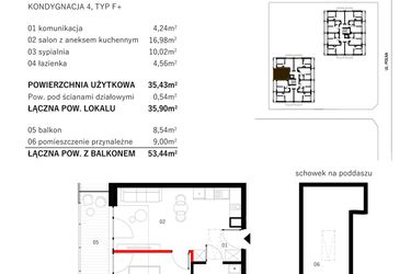 Rzut - Mieszkanie na sprzedaż 2 pokoje o powierzchni 40,69 m² - numer M26 w SUNDAY Resort Ustronie Morskie II