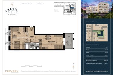 Rzut - Mieszkanie na sprzedaż 3 pokoje o powierzchni 55,57 m² - numer 4 w Alta Novum