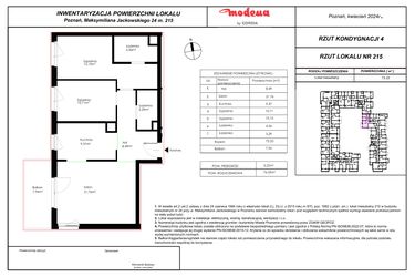 Rzut - Mieszkanie na sprzedaż 3 pokoje o powierzchni 76,55 m² - numer 215 w Modena I