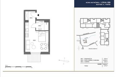 Rzut - Mieszkanie na sprzedaż 1 pokój o powierzchni 29,43 m² - numer A.008 w Nowa Młynówka