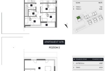Rzut - Mieszkanie na sprzedaż 3 pokoje o powierzchni 153,02 m² - numer M7B w Rudava Park