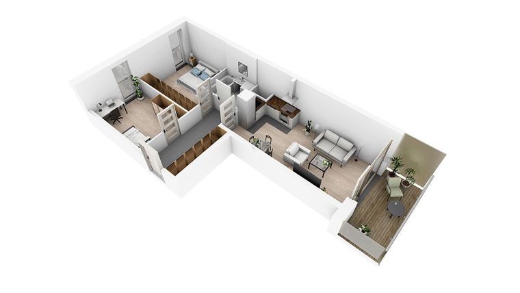 Rzut - Mieszkanie na sprzedaż 3 pokoje o powierzchni 53,96 m² - numer N4.9 w Osiedle Narcyzowe