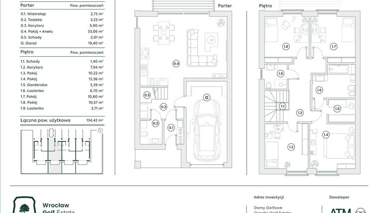 Rzut - Dom na sprzedaż 5 pokoi o powierzchni 134,07 m² - numer 37A w Domy Golfowe II