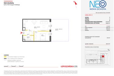 Rzut - Mieszkanie na sprzedaż 2 pokoje o powierzchni 37,7 m² - numer 40 w Neo Nova Ochota