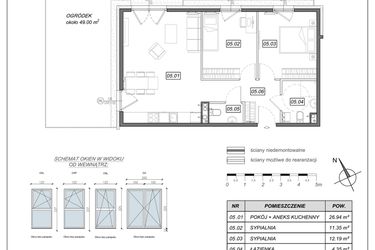 Rzut - Mieszkanie na sprzedaż 3 pokoje o powierzchni 64,56 m² - numer 5.A.05 w Nowe Południe bud. 5