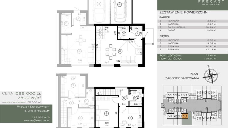 Rzut - Dom na sprzedaż 5 pokoi o powierzchni 87,34 m² - numer S1.4 w Osiedle Sosnowe Łazy