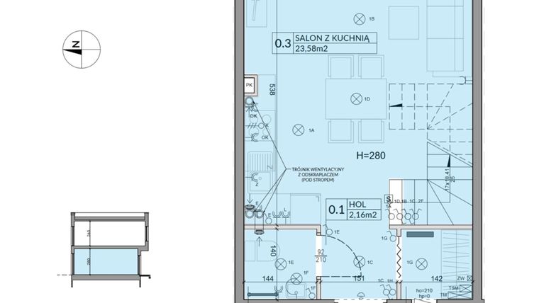 Rzut - Dom na sprzedaż 3 pokoje o powierzchni 61,92 m² - numer 2 w Boska Ksawerowska 2
