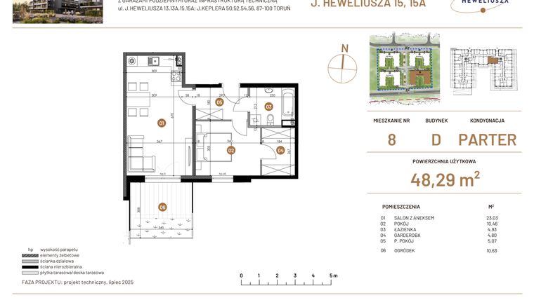 Rzut - Mieszkanie na sprzedaż 2 pokoje o powierzchni 48,29 m² - numer JAR-IV-D-LM-M8 w Osiedle JAR Heweliusza etap IV