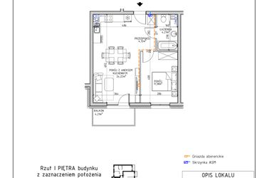 Rzut - Mieszkanie na sprzedaż 2 pokoje o powierzchni 43,93 m² - numer 44 w Osiedle OdNowa K5