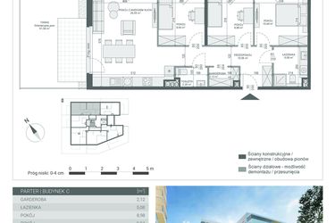 Rzut - Mieszkanie na sprzedaż 4 pokoje o powierzchni 73,48 m² - numer 5 w Unikat Apartamenty C