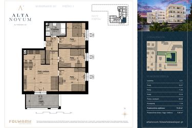 Rzut - Mieszkanie na sprzedaż 4 pokoje o powierzchni 73,34 m² - numer 20 w Alta Novum