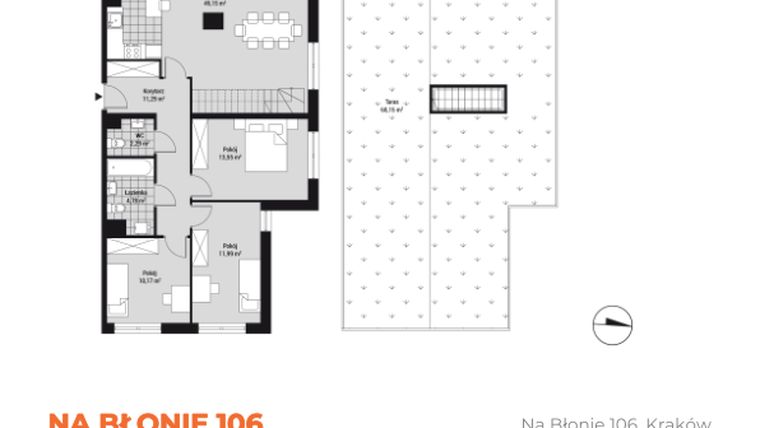 Rzut - Mieszkanie na sprzedaż 4 pokoje o powierzchni 103,4 m² - numer A/24 w Na Błonie 106