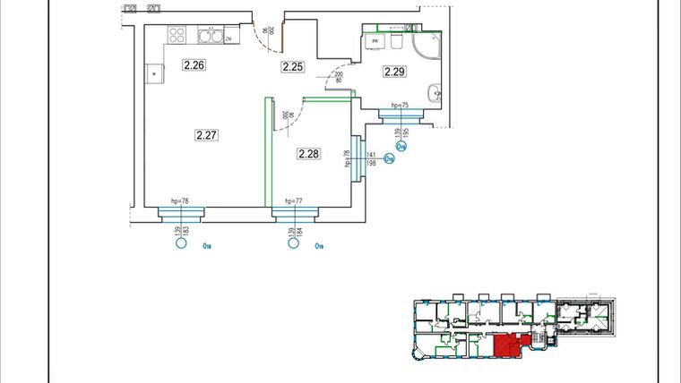 Rzut - Mieszkanie na sprzedaż 2 pokoje o powierzchni 40,51 m² - numer 20 w Kamienica 62