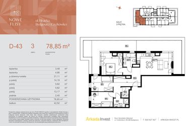 Rzut - Mieszkanie na sprzedaż 4 pokoje o powierzchni 78,85 m² - numer M43_NF.d w Nowe Flisy II