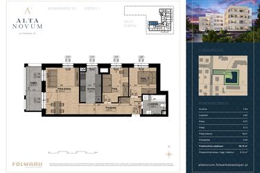 Rzut - Mieszkanie na sprzedaż 3 pokoje o powierzchni 58,1 m² - numer 23 w Alta Novum