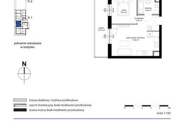 Rzut - Mieszkanie na sprzedaż 2 pokoje o powierzchni 33,96 m² - numer M3 w Kwarcowe Wzgórze