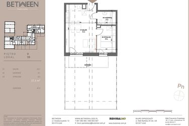 Rzut - Mieszkanie na sprzedaż 2 pokoje o powierzchni 37,3 m² - numer 59 w BETWEEN