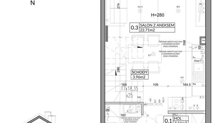 Rzut - Dom na sprzedaż 3 pokoje o powierzchni 65,83 m² - numer 20B w Nova Magdalenka 7