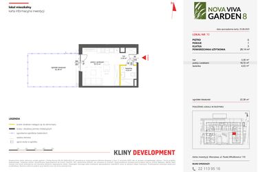 Rzut - Mieszkanie na sprzedaż 1 pokój o powierzchni 26,14 m² - numer 70 w Nova Viva Garden 8