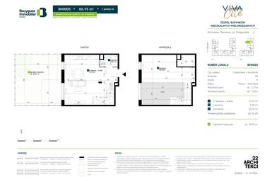Rzut - Mieszkanie na sprzedaż 1 pokój o powierzchni 60,55 m² - numer BH0005 w Viva Cité