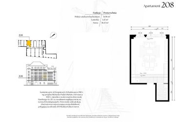 Rzut - Mieszkanie na sprzedaż 1 pokój o powierzchni 38,43 m² - numer G2/8 – 208 w Krupnicza 6/8
